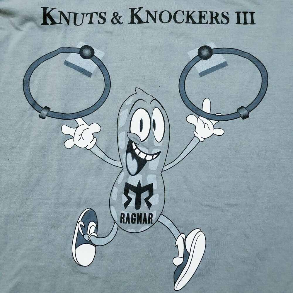 Ragner Knuts & Knockers III Tshirt Womens M Gray Vneck Short Sleeve